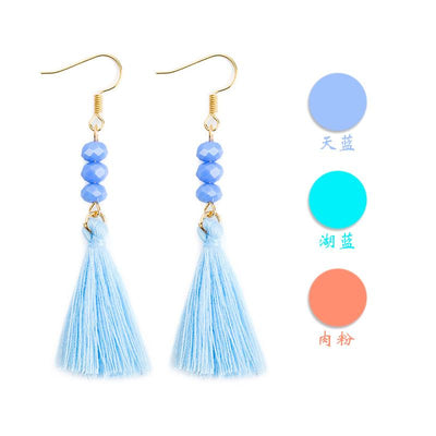 New Beaded Tassel Earrings Multicolor NHDP145218