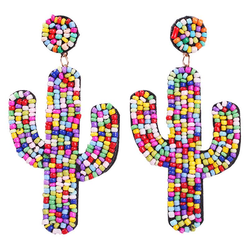 Cactus Handmade Beaded Earrings - Unique Plant Design