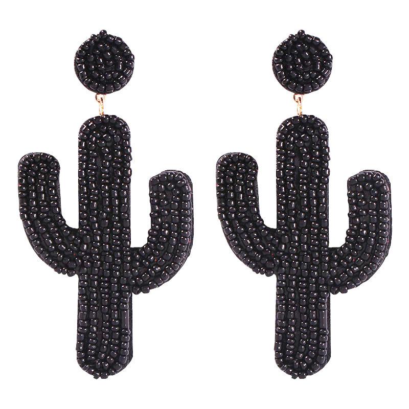 Cactus Handmade Beaded Earrings - Unique Plant Design