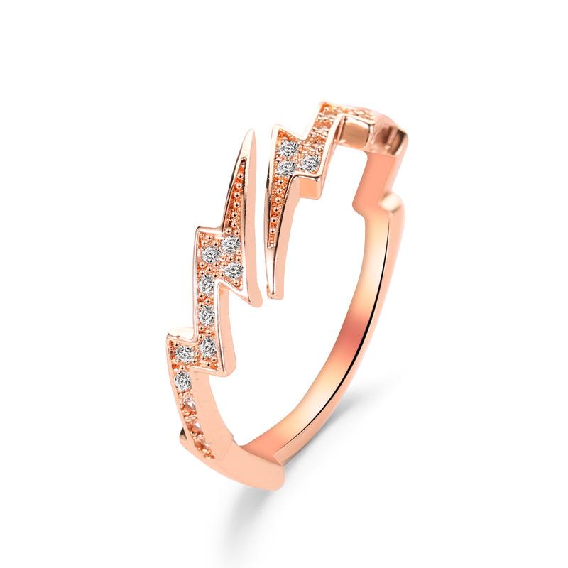 New Copper Inlay Zircon Lightning Ring NHDP147252