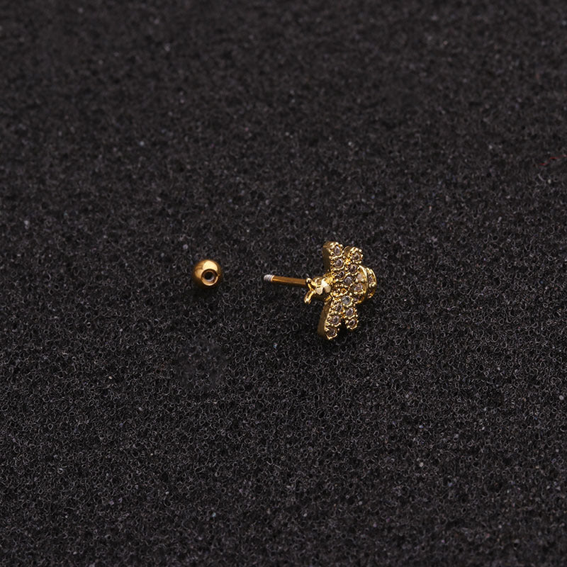 New Creative Mini Bee Stainless Steel Thin Rod Sleep Copper Earrings
