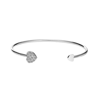 Creative Retro Diamond Heart Bracelet - Minimalist Open Cuff Double Heart Bangle