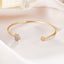 Creative Retro Diamond Heart Bracelet - Minimalist Open Cuff Double Heart Bangle
