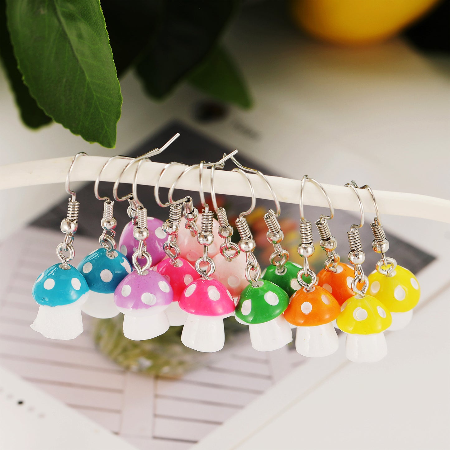 New Creative Pastoral Multicolor Spotted Mushroom Earrings