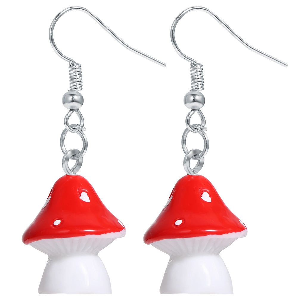 New Creative Pastoral Multicolor Spotted Mushroom Earrings