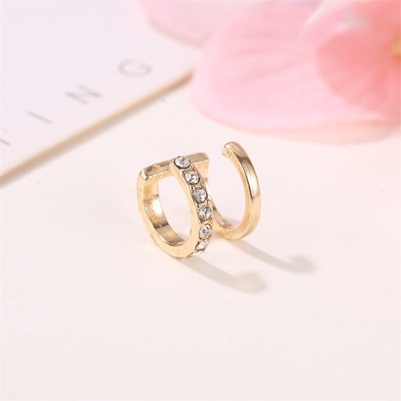 Elegant Double C U-Shaped Diamond Ear Cuff Clip