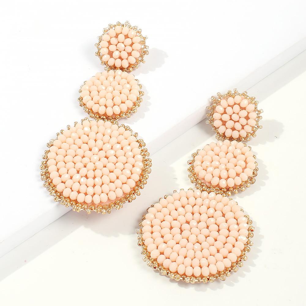 New Earrings Fashion Earrings Ethnic Style Creative Handmade Rice Beads Geometric Earrings