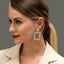 New Earrings Style Fashion Exaggerated Earrings Temperament Flash Diamond Geometric Square Earrings Diamond