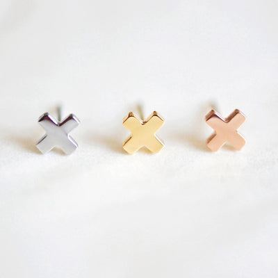 New Earrings Titanium Steel Minimalist Bright Cross Stainless Steel Earrings Simple Korean Earrings