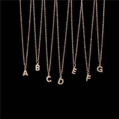 New Fashion 26 Letter Alphabet Pendant Necklace with Diamond Clavicle Chain