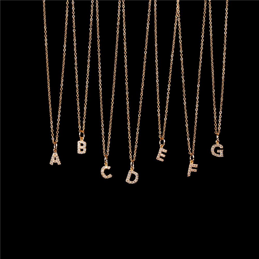 New Fashion 26 Letter Alphabet Pendant Necklace with Diamond Clavicle Chain