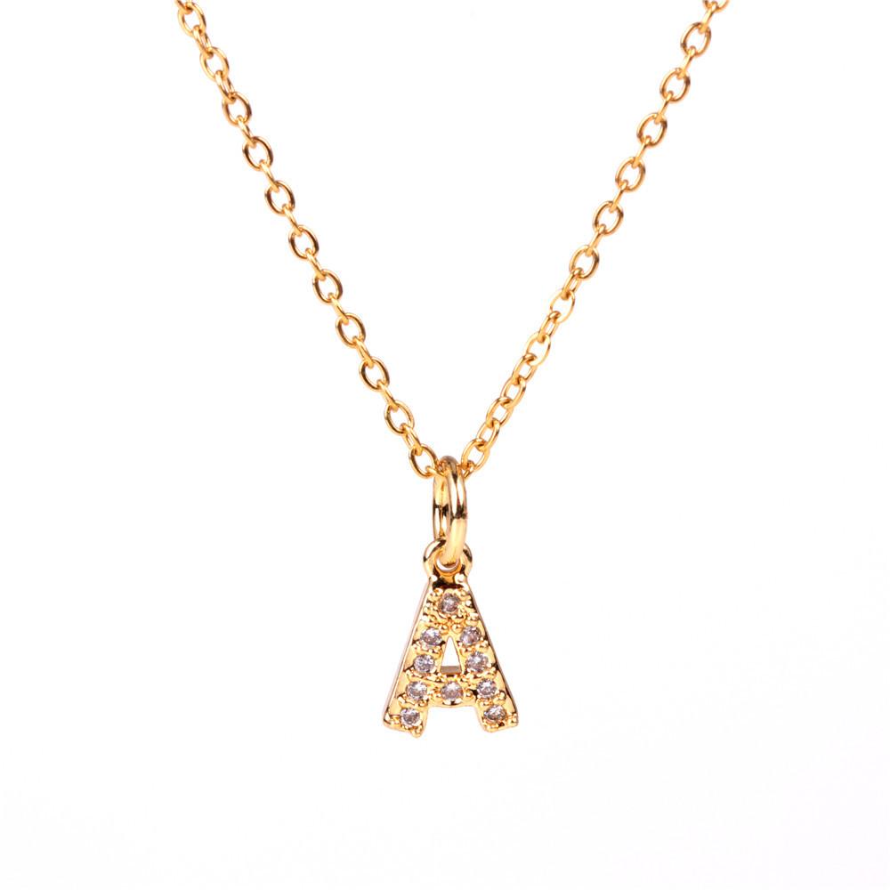 New Fashion 26 Letter Alphabet Pendant Necklace with Diamond Clavicle Chain