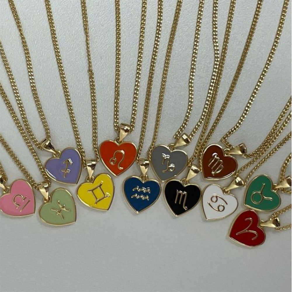 New Fashion Creative Twelve Constellation Color Pendent Necklace Female