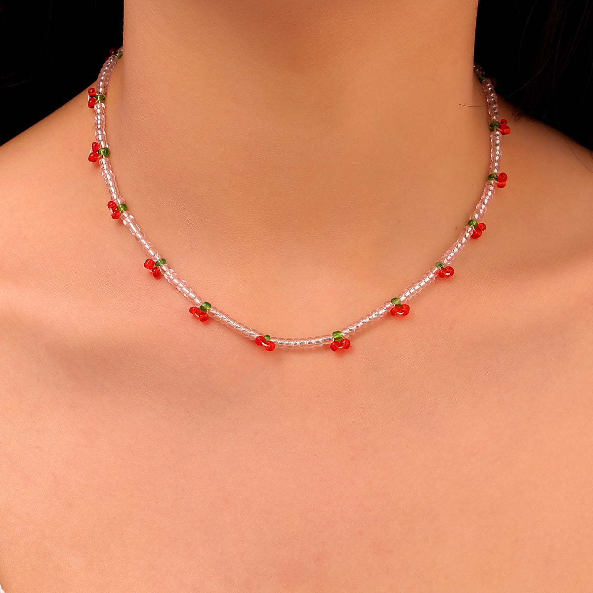 New Fashion Handmade Beaded Cherry Choker Necklace