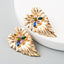 New Fashion Exaggerated Alloy Inlaid Color Rhinestone Heart-shaped Bohemian Earrings