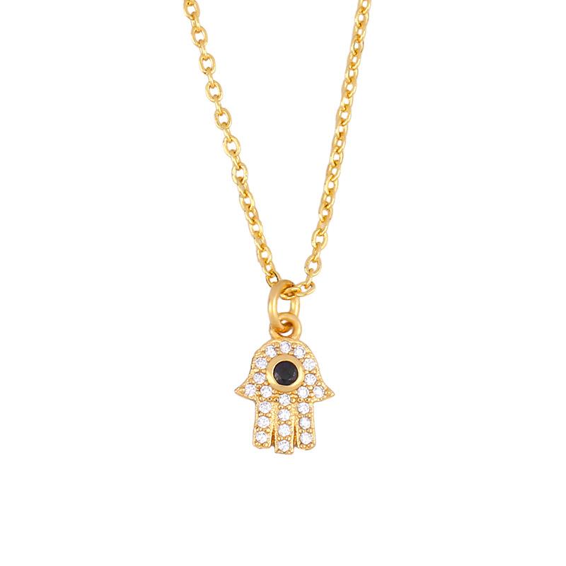 Hamsa Evil Eye Hand of Fatima Blue Eye Necklace for Women