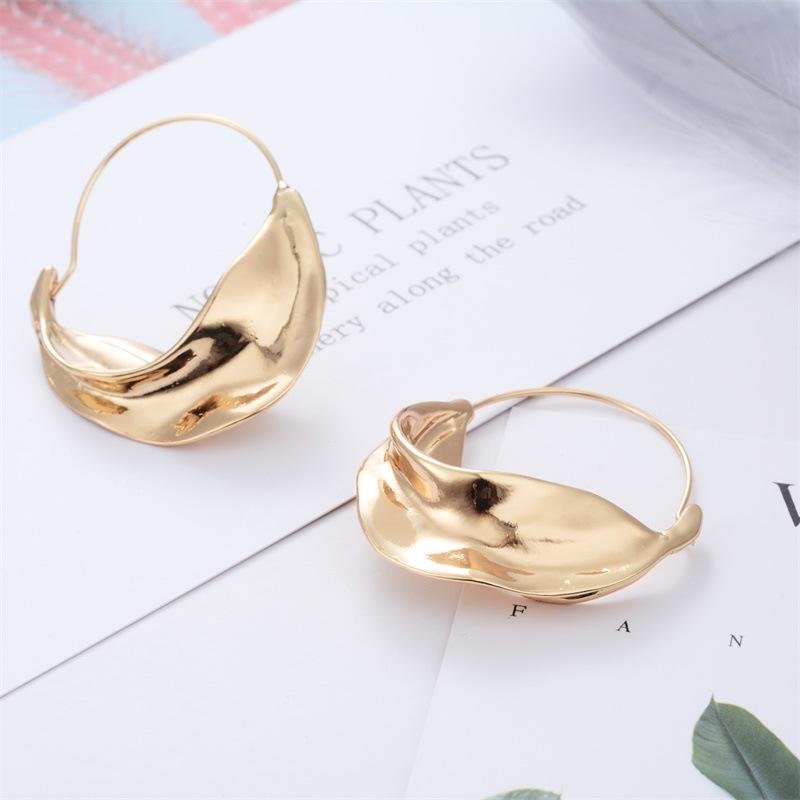 New Fashion Irregular Metal Flower Basket Statement Earrings for Women