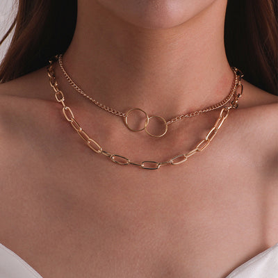 New Fashion Multi-layer Retro Simple Alloy Metal Clavicle Chain Necklaces