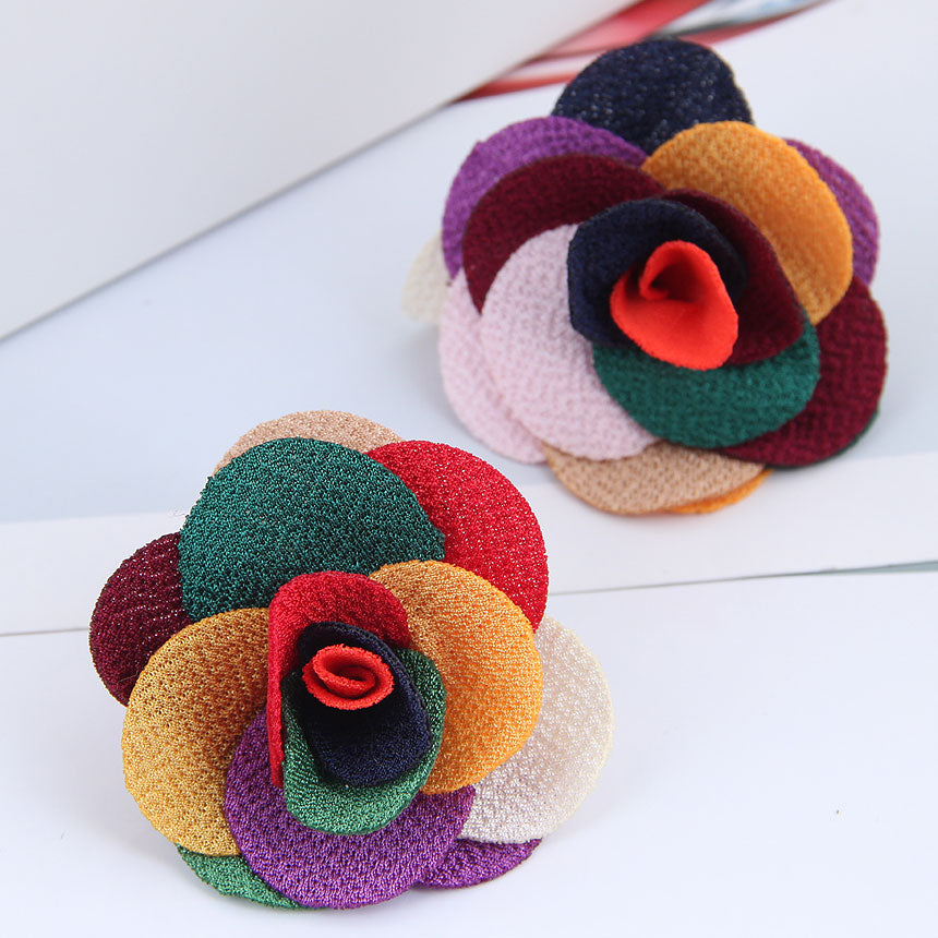 New Fashion Pastoral Rose Pearl Fabric Earrings and DIY Floral Accessories for Women