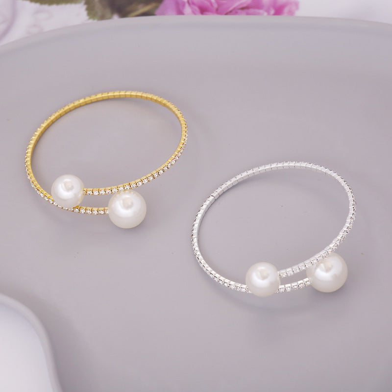 Elegant Pearl Rhinestone Elastic Bracelet