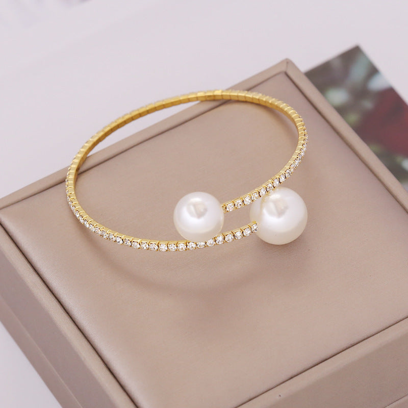 Elegant Pearl Rhinestone Elastic Bracelet