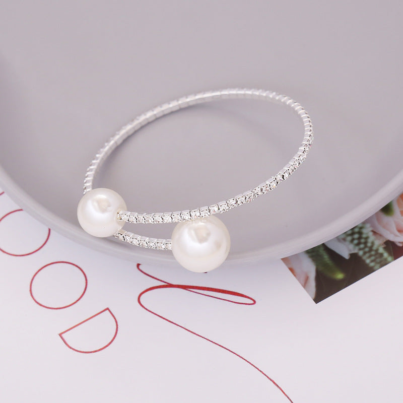 Elegant Pearl Rhinestone Elastic Bracelet