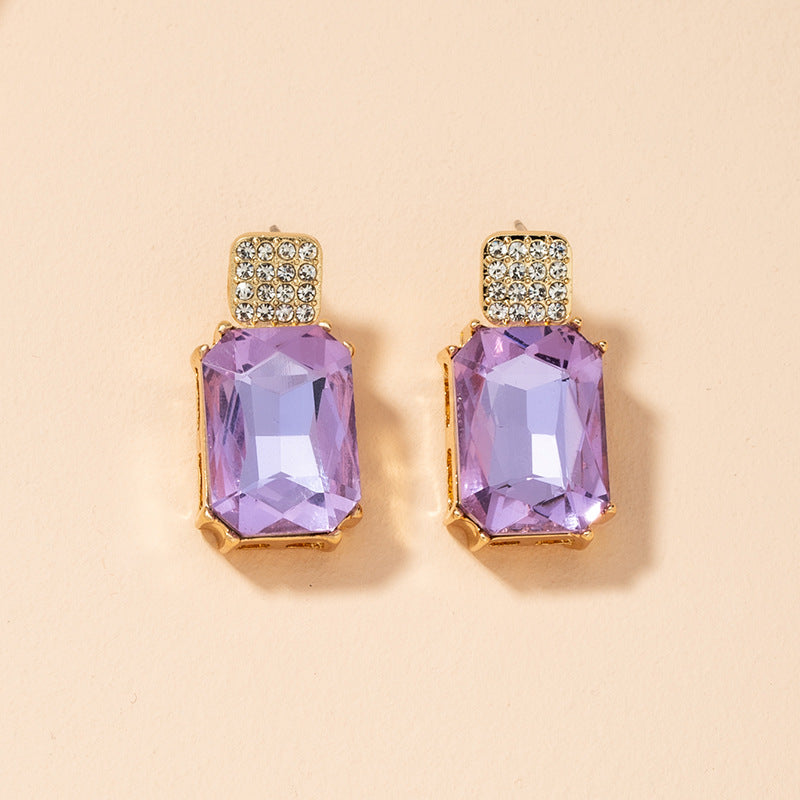 New Fashion Vintage Purple Crystal Stud Earrings for Women