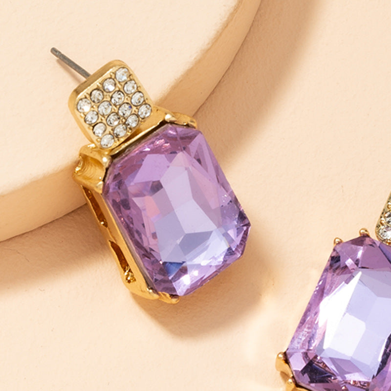 New Fashion Vintage Purple Crystal Stud Earrings for Women