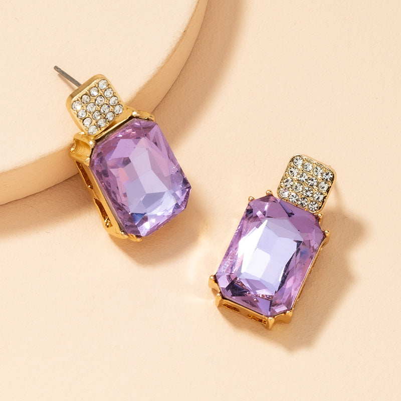 New Fashion Vintage Purple Crystal Stud Earrings for Women