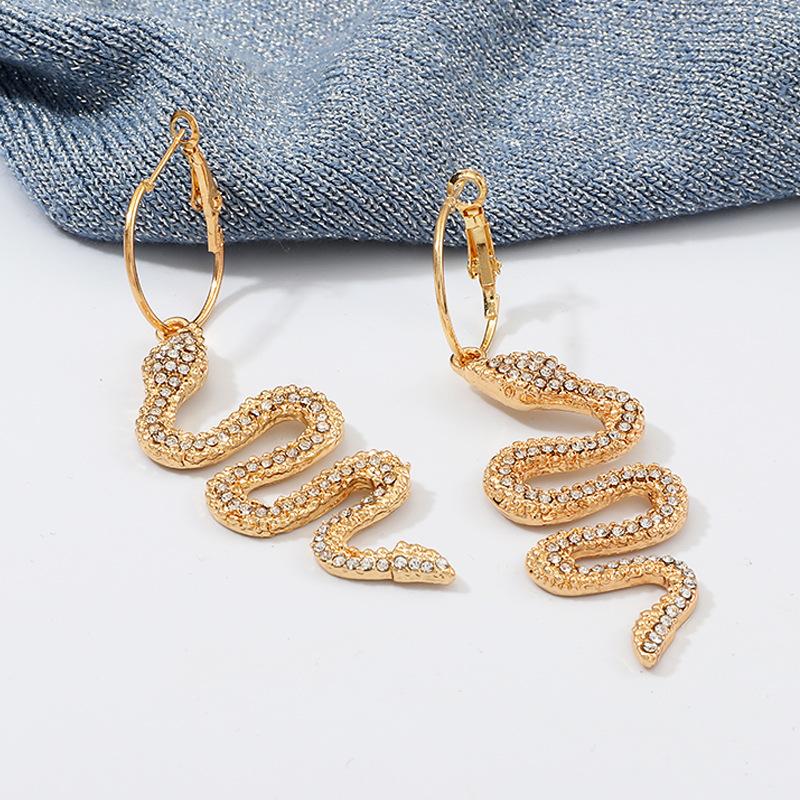 New Fashion Snake-shaped Diamond Earrings NHNZ157521