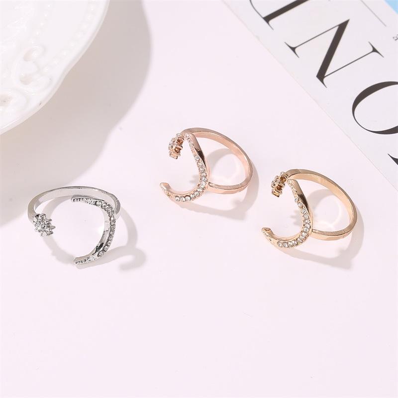 New Fashion Crescent Moon and Star Open Ring - Bohemian Style Adjustable Index Finger Ring