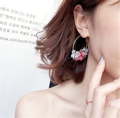 New Flower Alloy Hoop Earrings NHPF147201