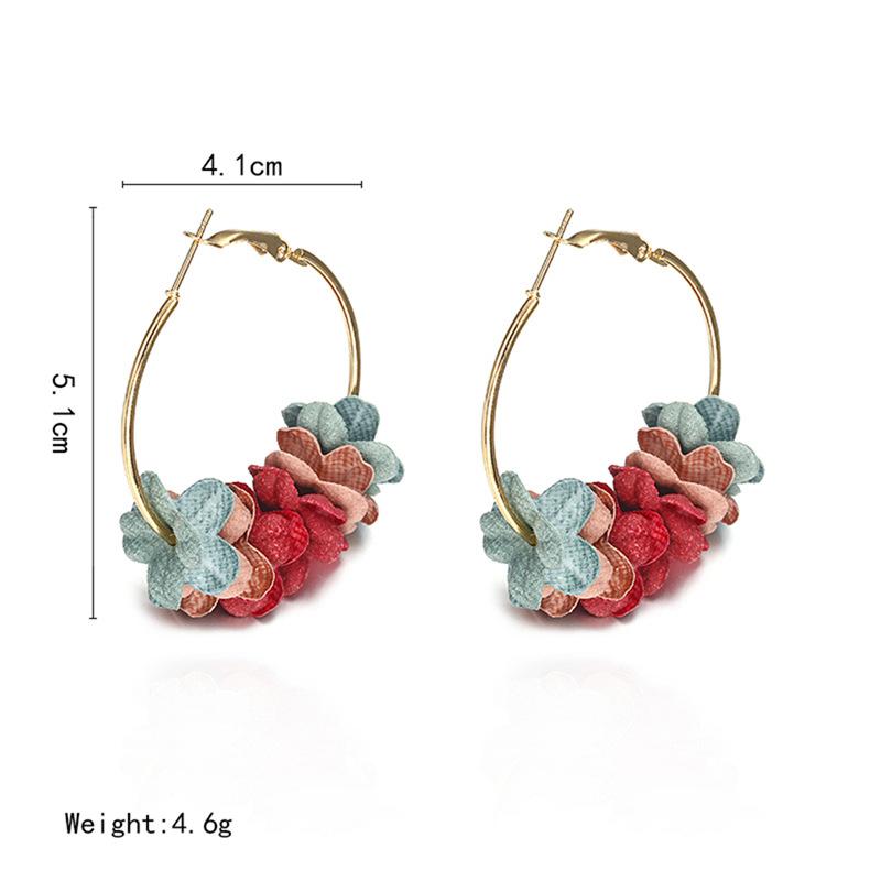 New Trendy Flower Alloy Hoop Drop Earrings