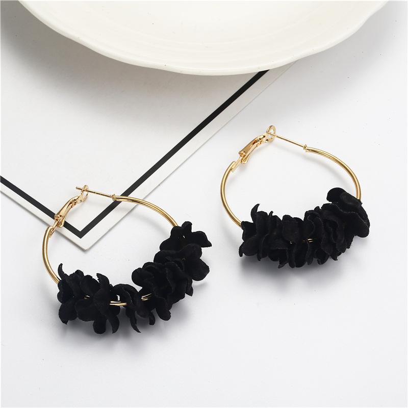 New Trendy Flower Alloy Hoop Drop Earrings