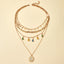 Geometric Disc Rhinestone Tassel Layered Necklace