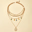 New Geometric Disc Tassel Alloy Buckle Rhinestone Tassel Disc Pendant Four-layer Necklace