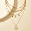 New Geometric Disc Tassel Alloy Buckle Rhinestone Tassel Disc Pendant Four-layer Necklace