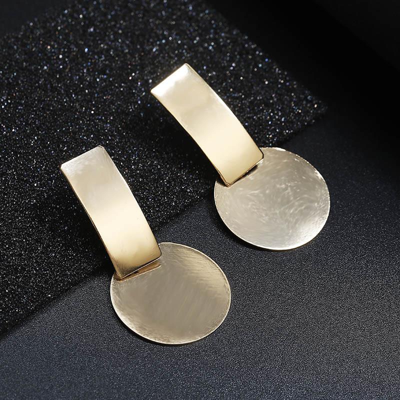 Geometric Embossed Round Alloy Earrings - Trendy Fashion Statement Jewelry