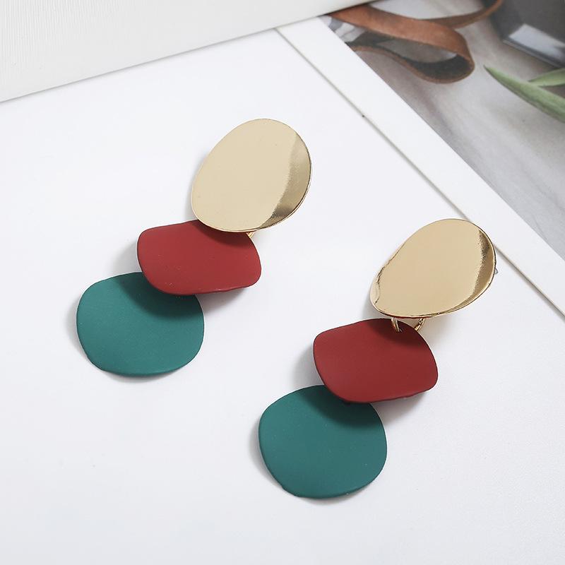 Geometric Embossed Round Alloy Earrings - Trendy Fashion Statement Jewelry