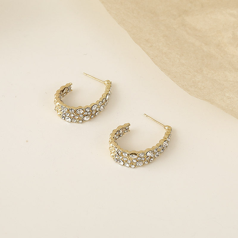 New Korean Retro Baroque Rhinestone Earrings