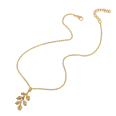 New Leaf Pendant Long Necklace Clavicle Chain