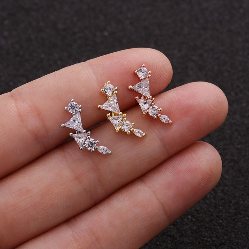 New Leaf Stainless Steel Earrings Five-pointed Star Zircon Earrings