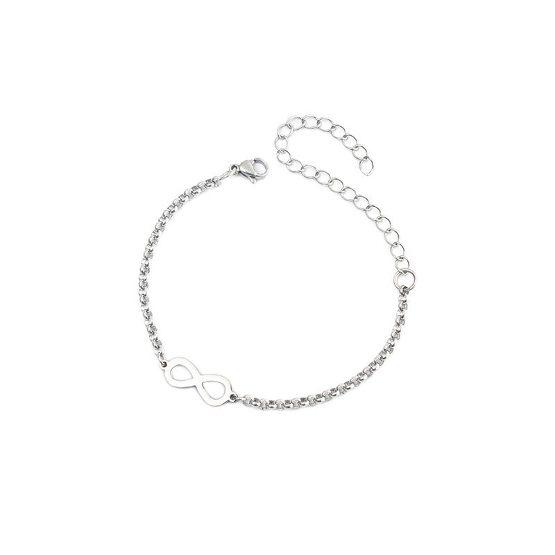 Lucky Number 8 Minimalist Stainless Steel Bracelet for Women