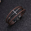 New Metal Cross Braided Leather Rope Three-color Bracelet