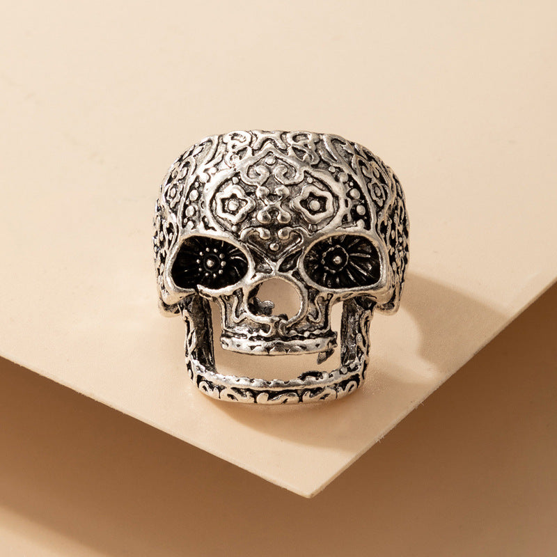 New Punk Halloween Skull Metal Zodiac Geometric Ring