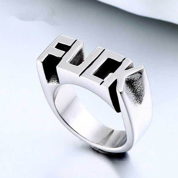 New Punk Style Creative Men And Women Models Alphabet Alloy Ring Hand Jewelry