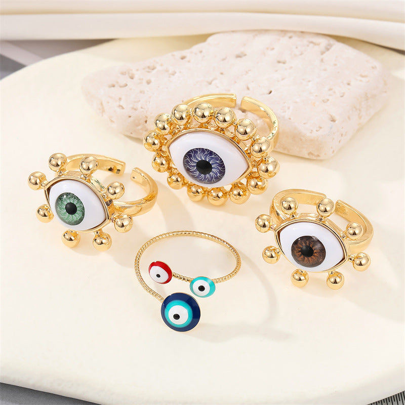 Retro Punk Demon Eye Open Ring for Women - Three-Dimensional Creative Design