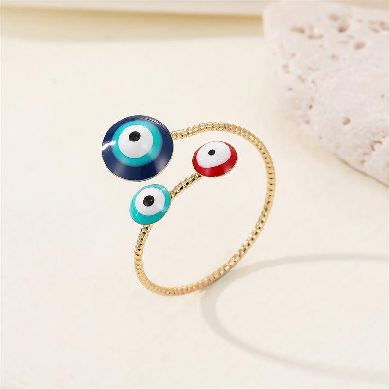 Retro Punk Demon Eye Open Ring for Women - Three-Dimensional Creative Design