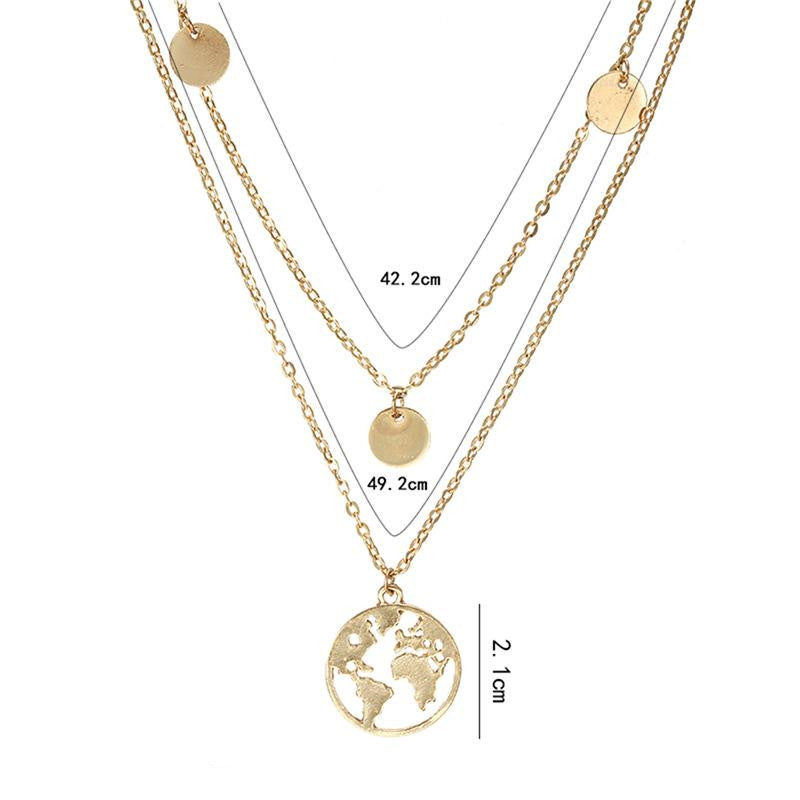 New Round World Map Alloy Necklace NHPF151522