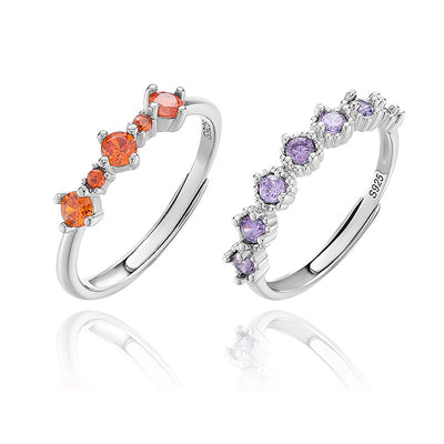 S925 Sterling Silver Colorful Zircon Open Ring for Women